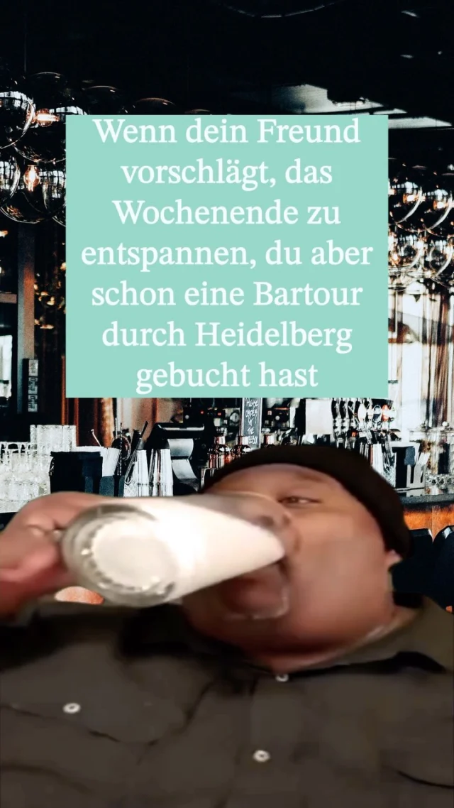 Entspannen? Verstehen wir nicht. Prost auf eure nächste Bartour! 🍺🤪

#heidelberg #niceguides #tourguide #travelguide #sightseeing #bartour #wochenende